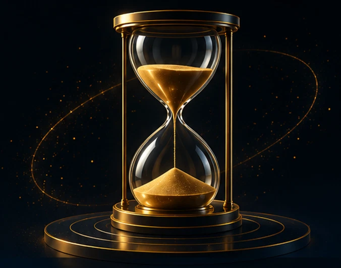 Sablier doré symbolisant le temps gagné